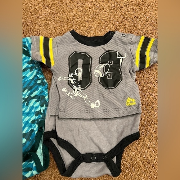 RBX Boys 3-6 Month Bundle of Short Sleeve Athletic Onesies - Picture 2 of 5